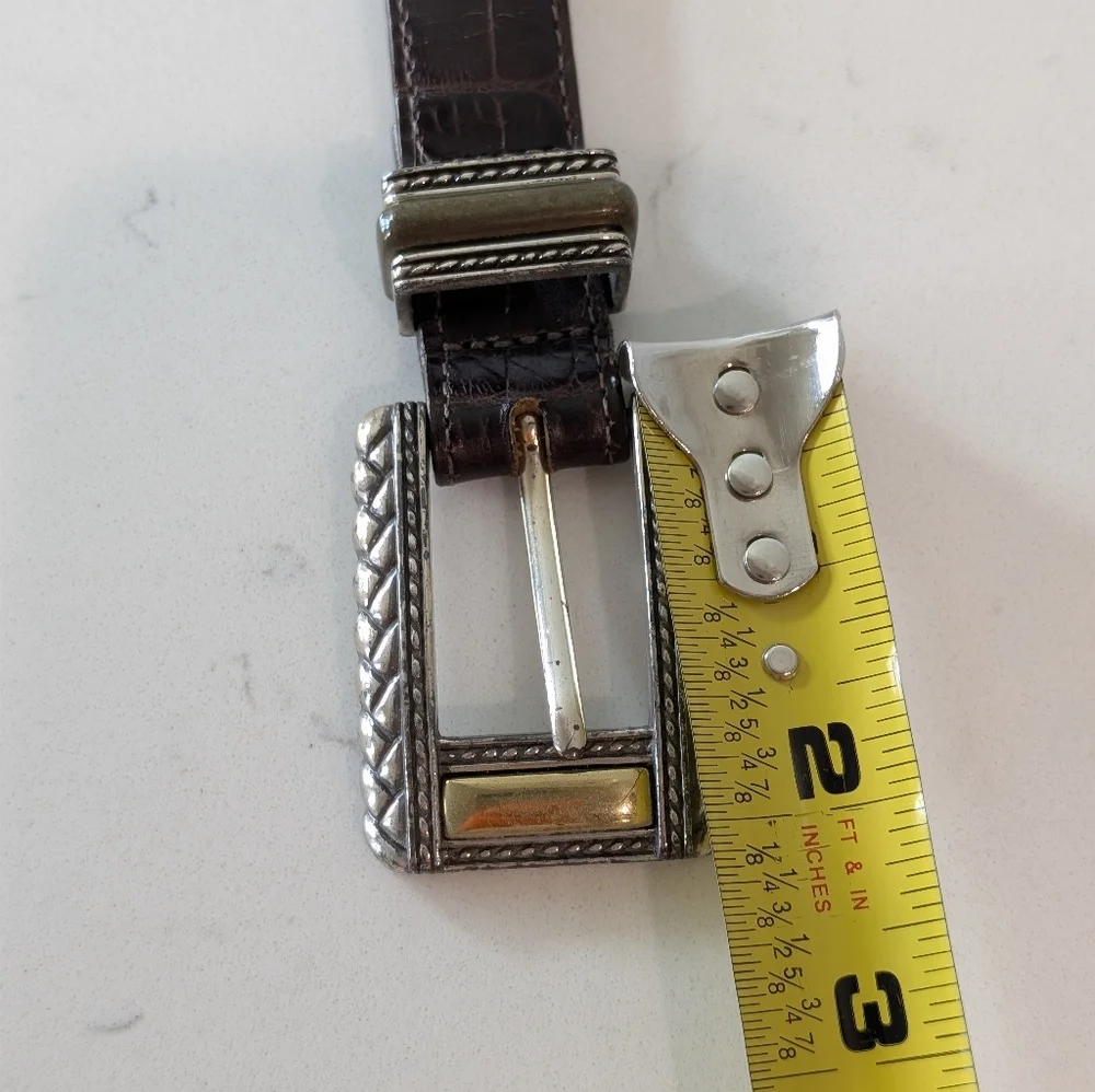 Vintage Brighton Brown Leather Belt with Silver and Gold Accents Size M - Picture 11 of 12